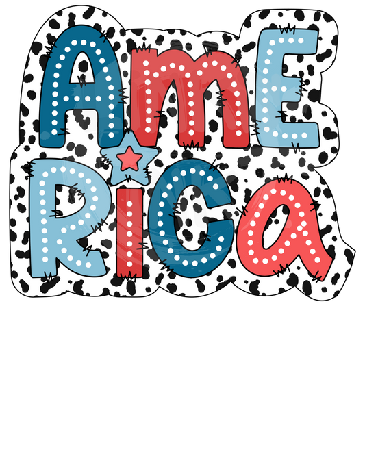 America - Red & Blue Dots Outline