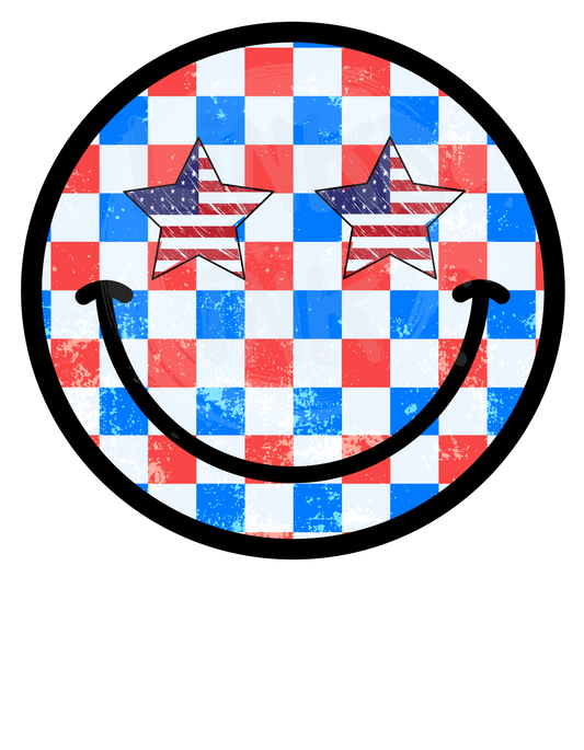 Checkered USA Flag Smiley Face