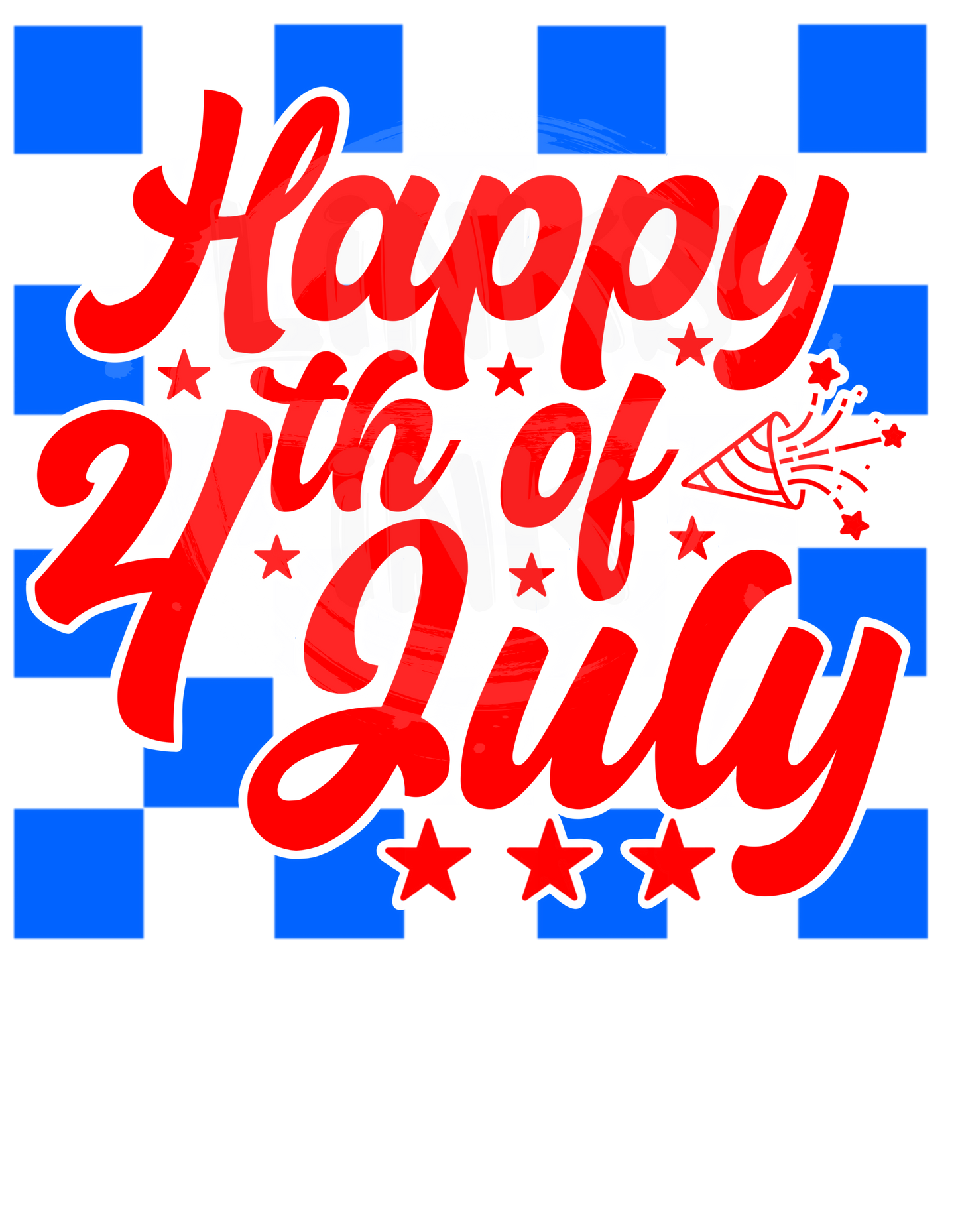Happy 4th Of July - Blue Checkered