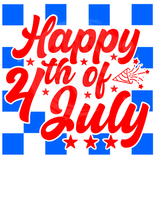 Happy 4th Of July - Blue Checkered