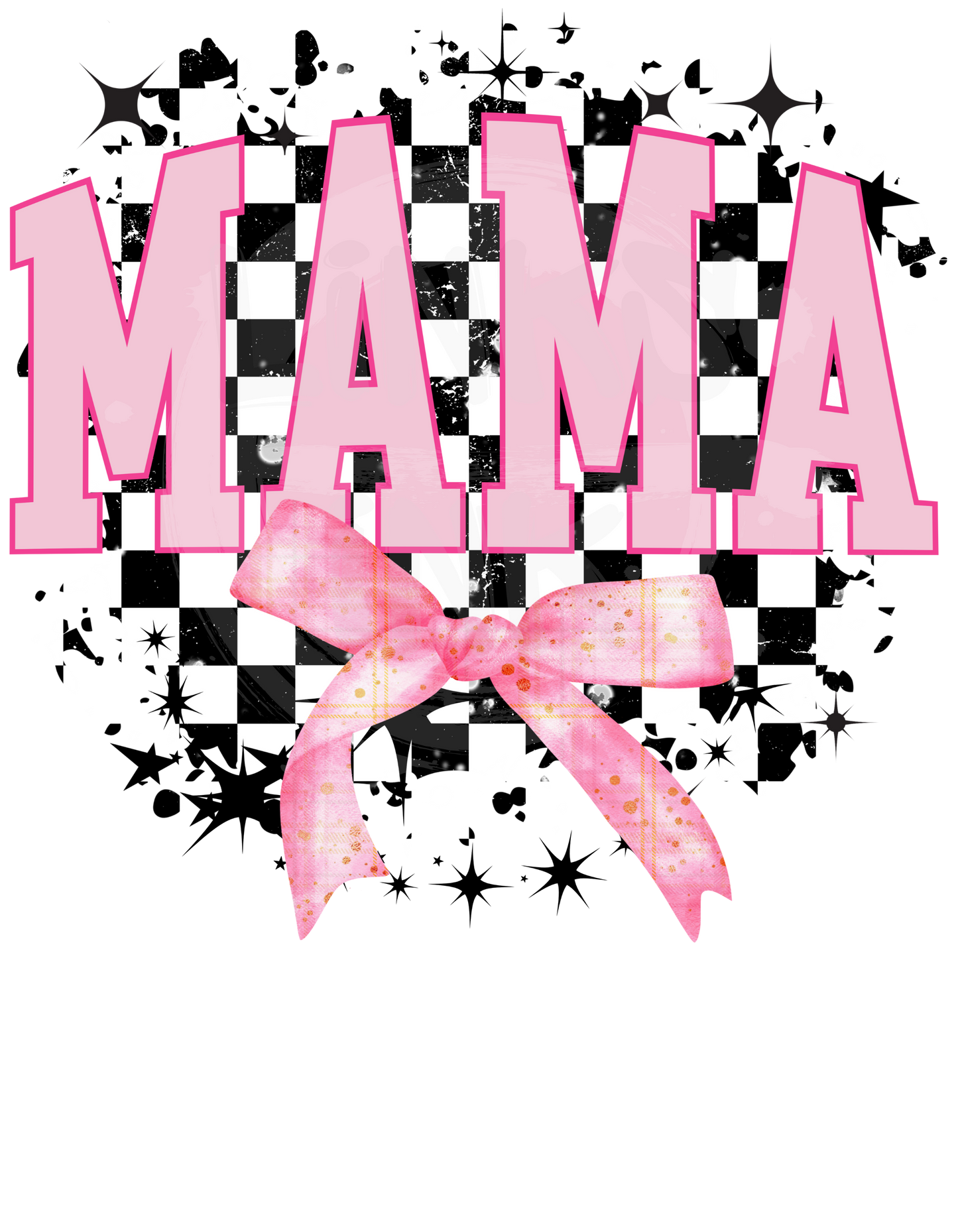Pink Checkered Bow Mama
