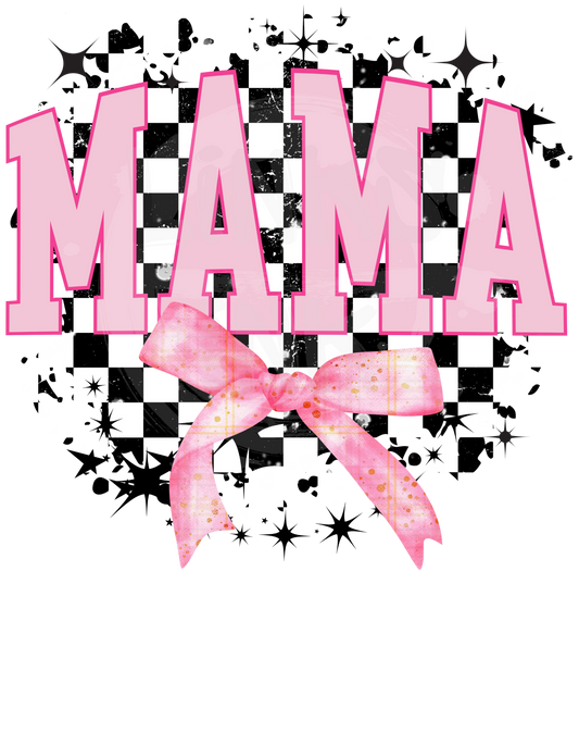 Pink Checkered Bow Mama