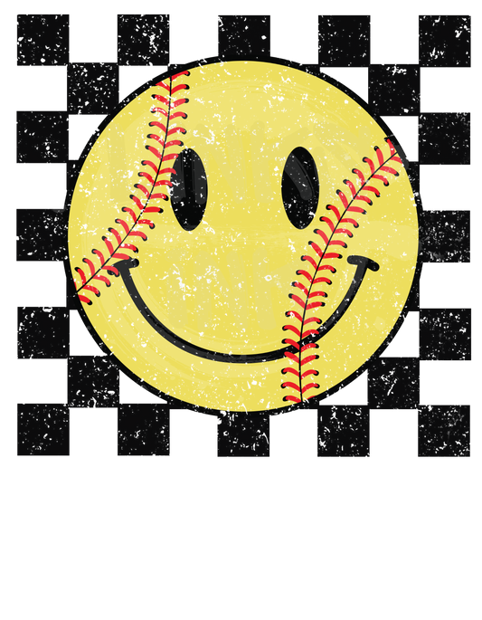 Retro Checkered Softball Smiley