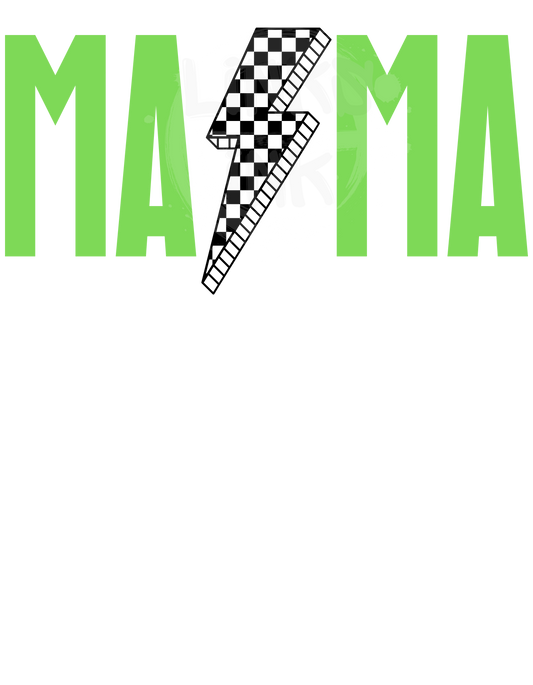 Green MAMA Checkered Lighting Bolt